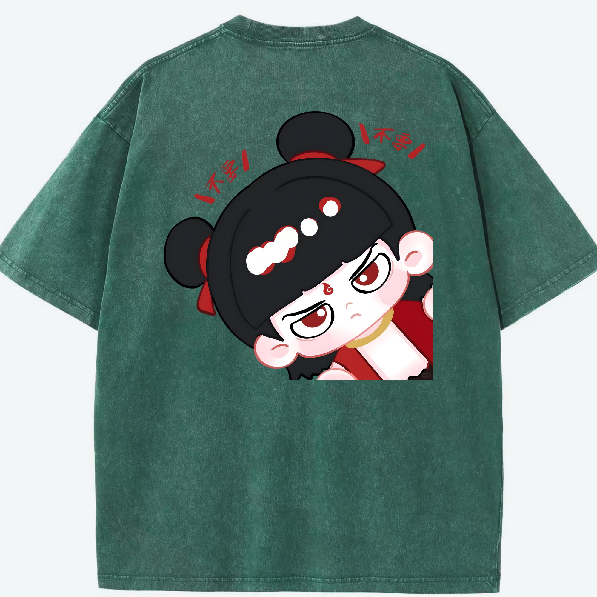 （画像用） Ne Zha 2 ナタ 魔童の大暴れ 綿100% ヴィンテージ風 半袖Tシャツ（背面プリント）